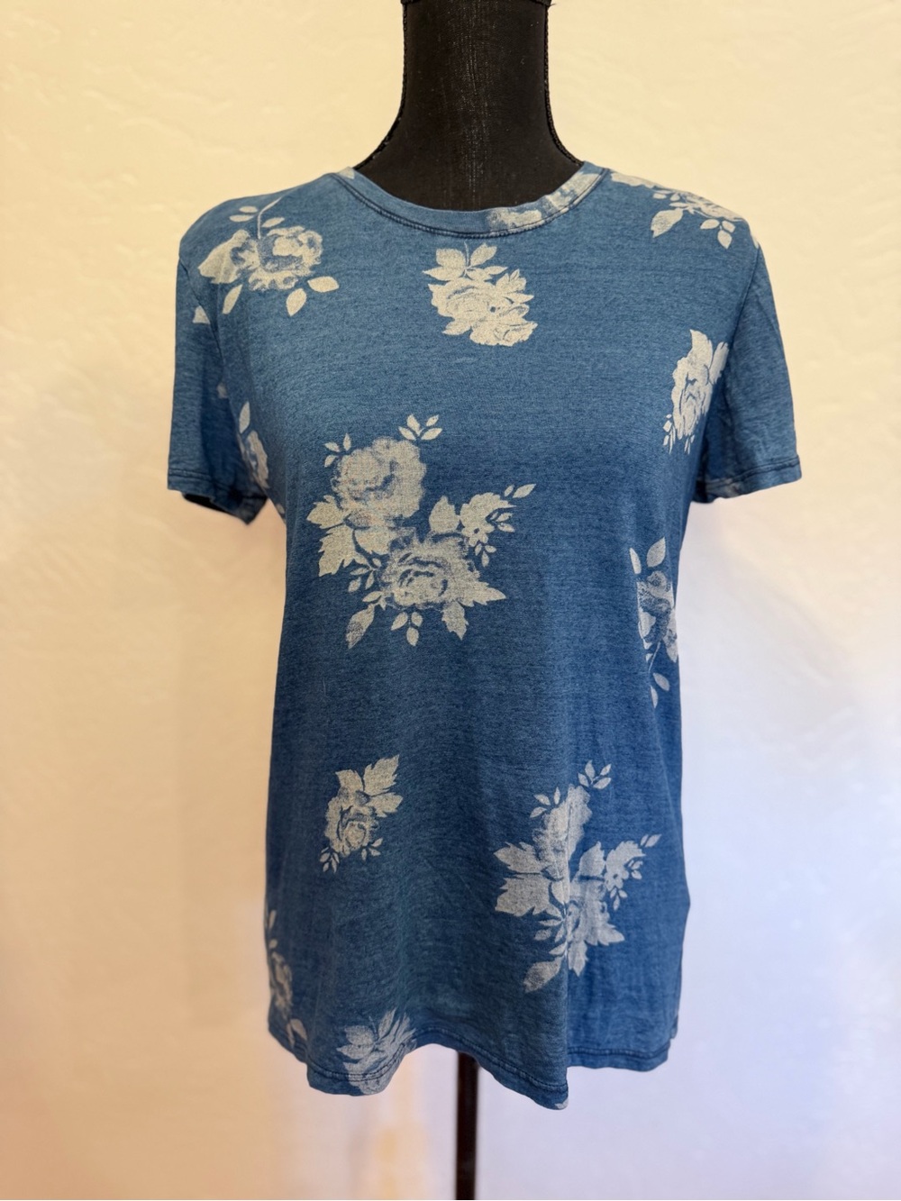 Lucky Brand Blue Floral Short Sleeve Tee